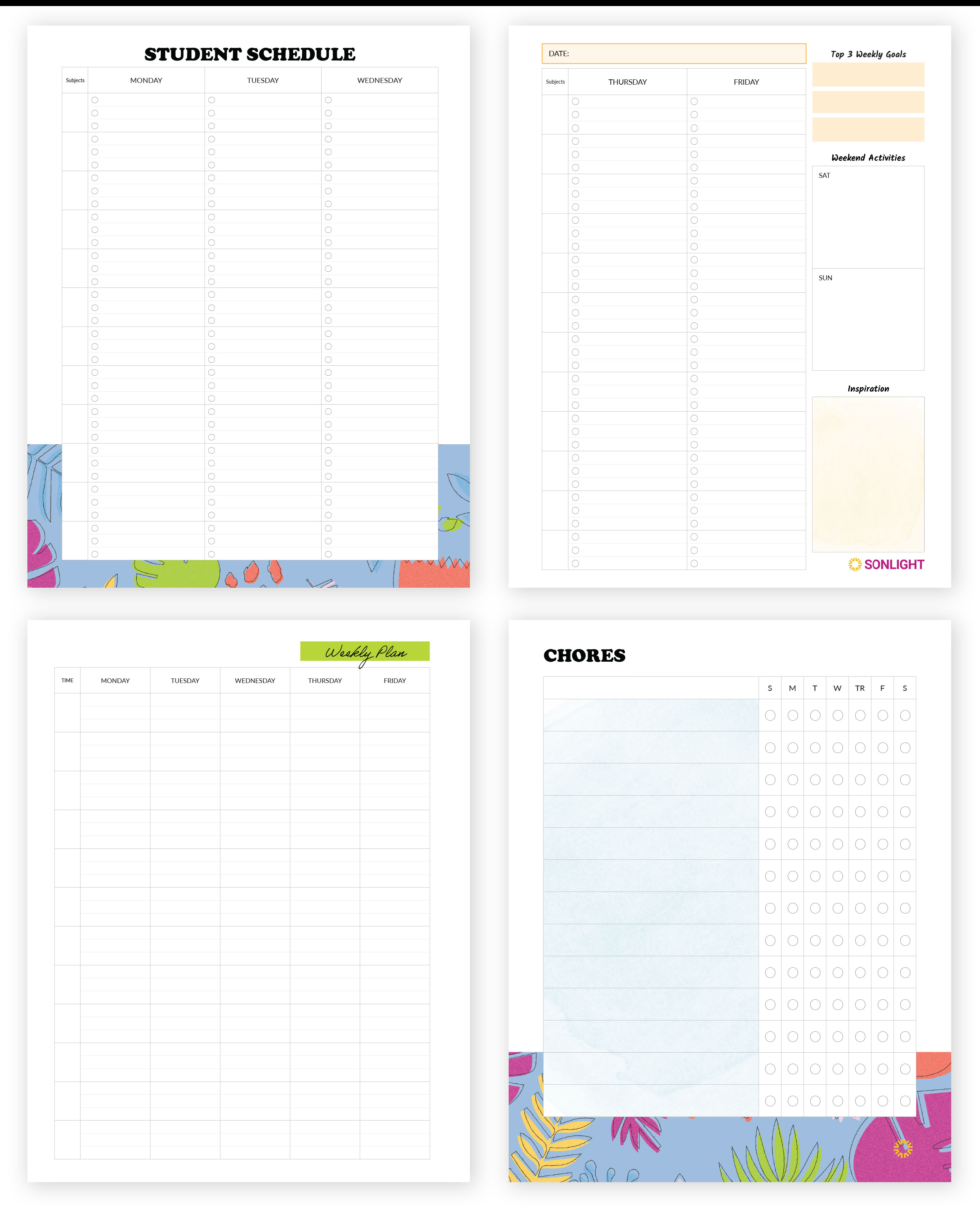 Inside Sonlight's Homeschool Planner - Blank sample pages