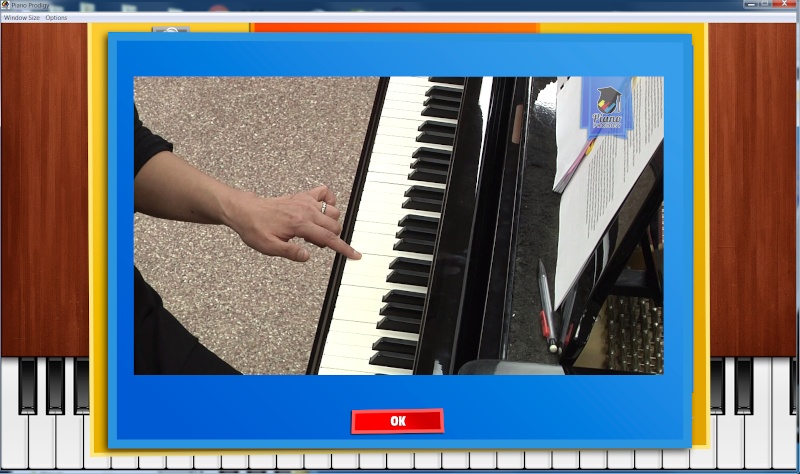 Video playing within Piano Prodigy software